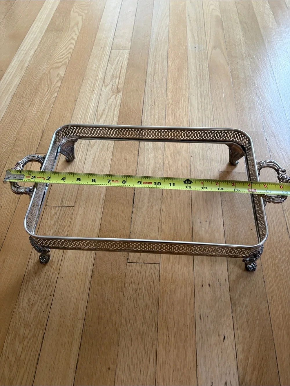 Silver Decorative Serving Tray with Handles for 9x13 pan